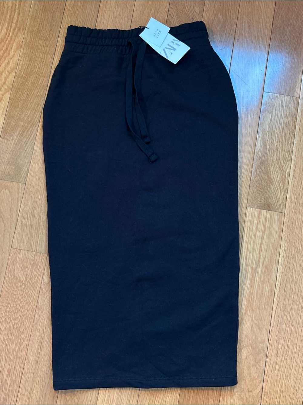 Zara Black Drawstring Pencil Skirt